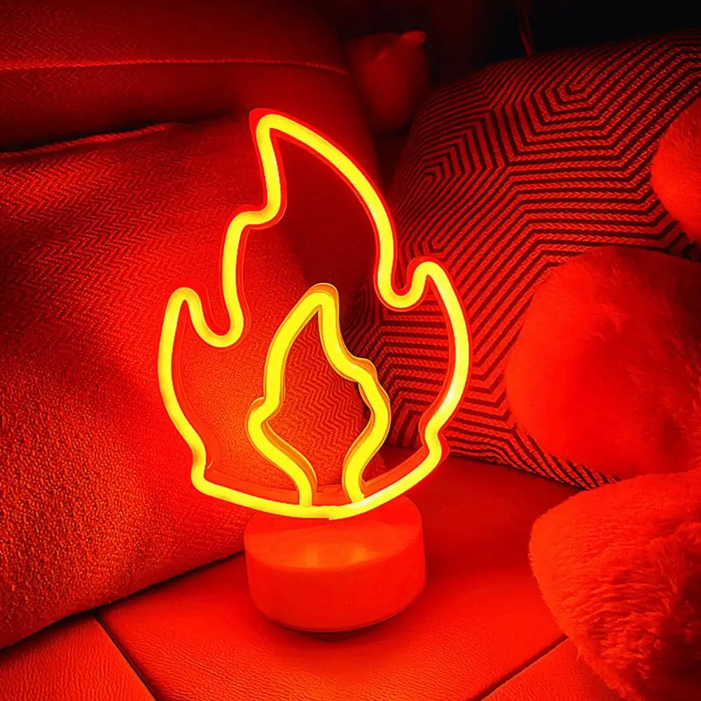 

Led Neon Sign Led Night Light Realistic Flame Led Neon Light Shape Desktop Ornament Usb/battery Operated Lamp for Flicker-free