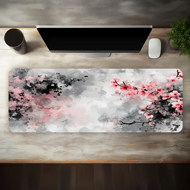 Ink Wash Floral Extra Large Gaming Mouse Pad Non-Slip Rubber Desk Mat for Office Computer Decor