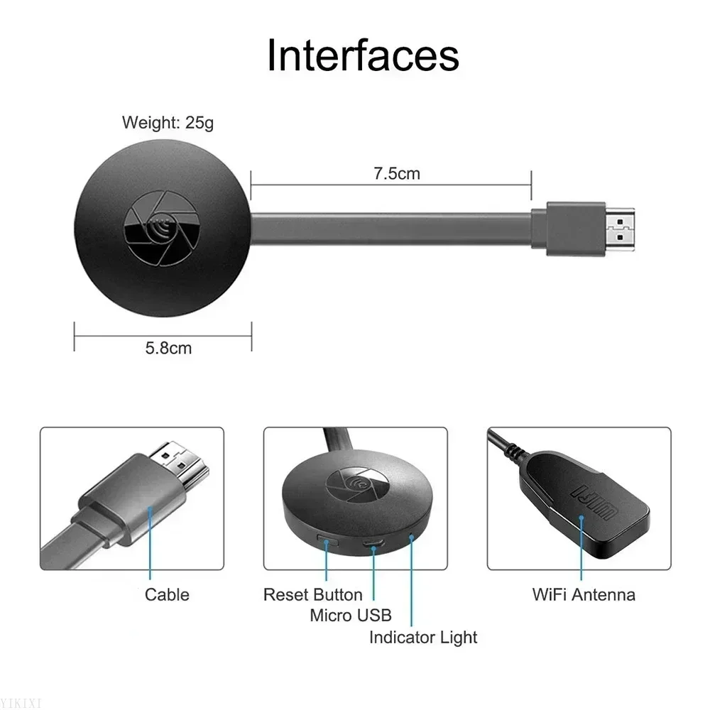 G2 جهاز استقبال للتليفزيون MiraScreen لاسلكي واي فاي عرض DLAN دونغل استقبال HDMI متوافق مع Miracast شاشة النسخ المتطابقة أيcast ios أندرويد