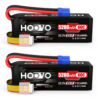 HOOVO 6S 5200mAh RC Batteries 22.2V 60C LiPo Battery with EC5 Plug for RC Airplane RC Helicopter Align Airplane Hobby 2Packs