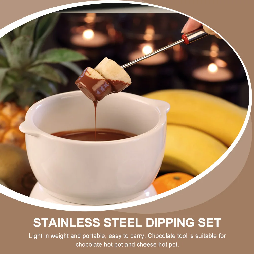 

12pcs Stainless Steel Fruit Forks Lightweight Portable Chocolate Dipping Tools Fondue Forks Baking Supplies Home Party Gifts