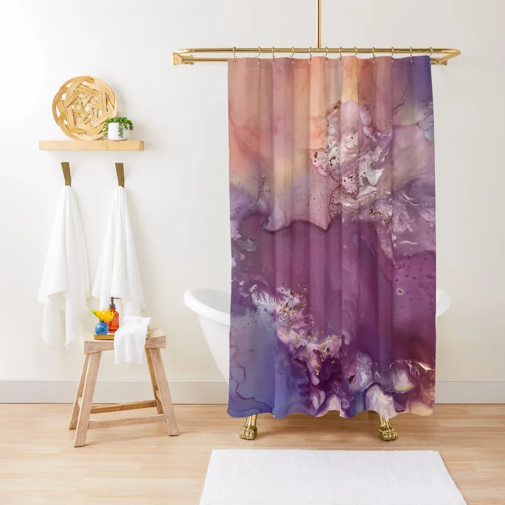 Peachy Keen Alcohol Ink Artwork Shower Curtain Bathroom Fabric Window Anime Bathroom Modern Accessory Bathrooms Curtain