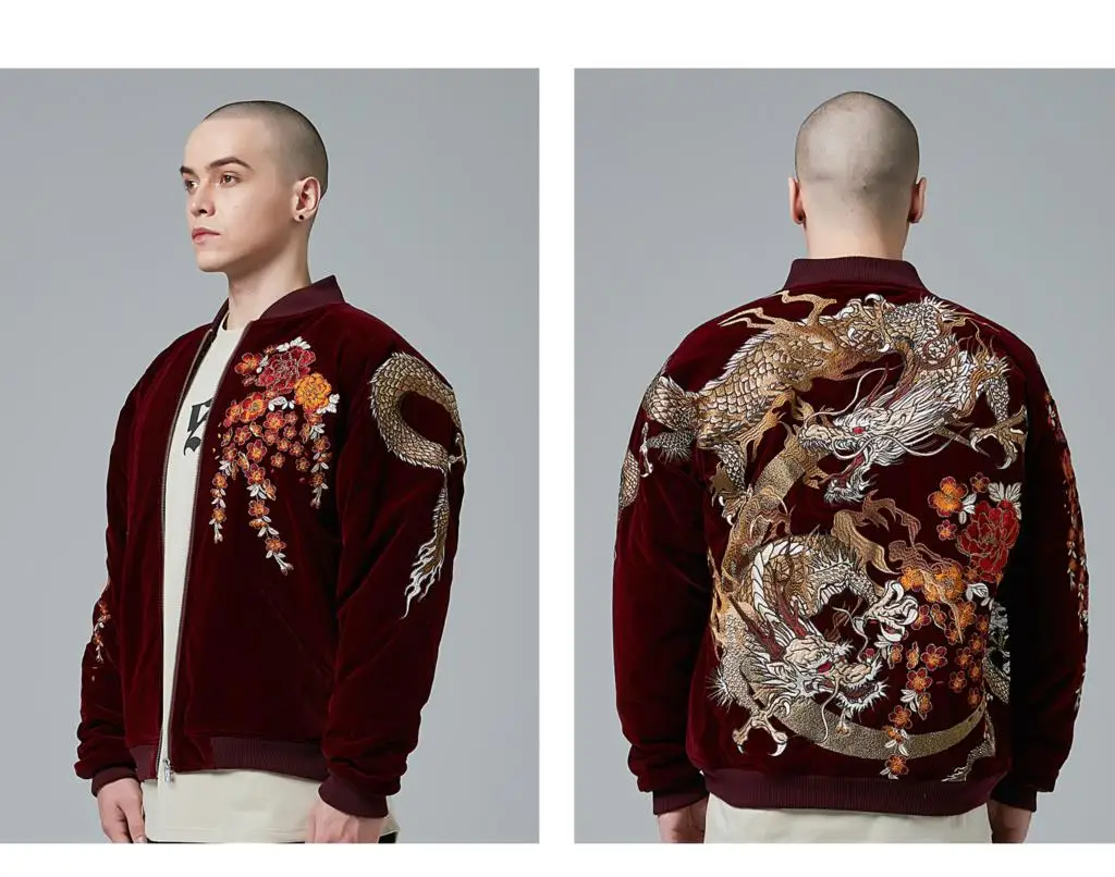 Dragon New Year Chinese Style Embroidered Baseball Jacket Jacket Plus Cotton To Enhance The Men Women Personality