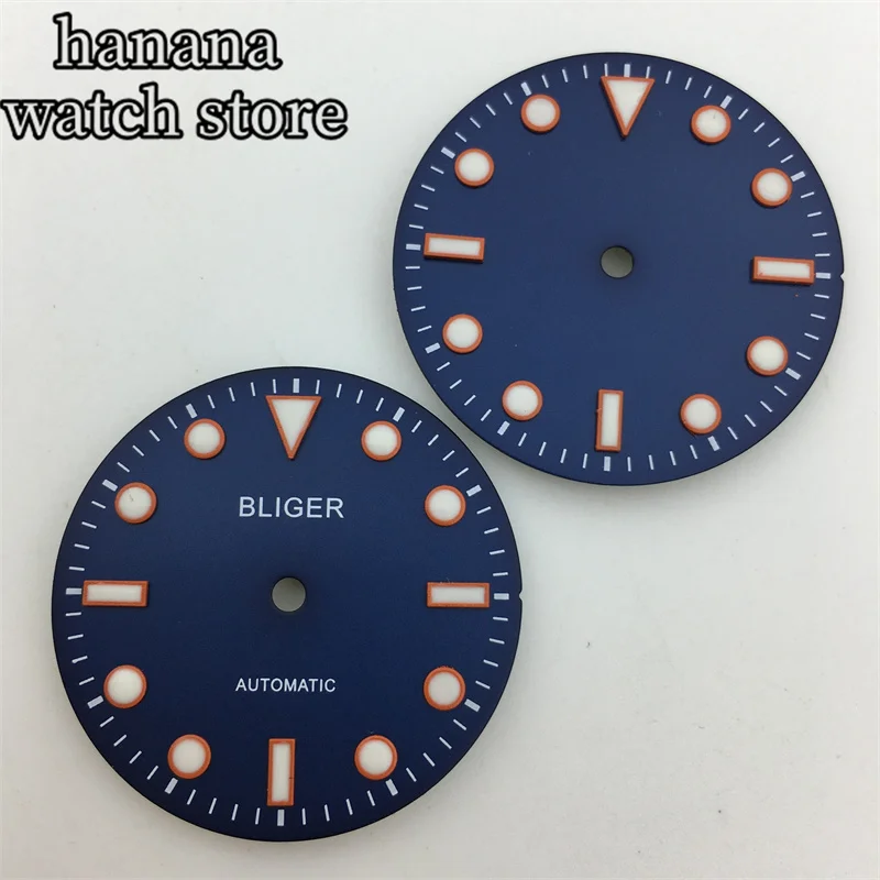 Bligger-発光インデックス付きの青いダイヤル,nh34,nh35,nh36,myyota8205,dg2813,3804動き,29mmに適しています