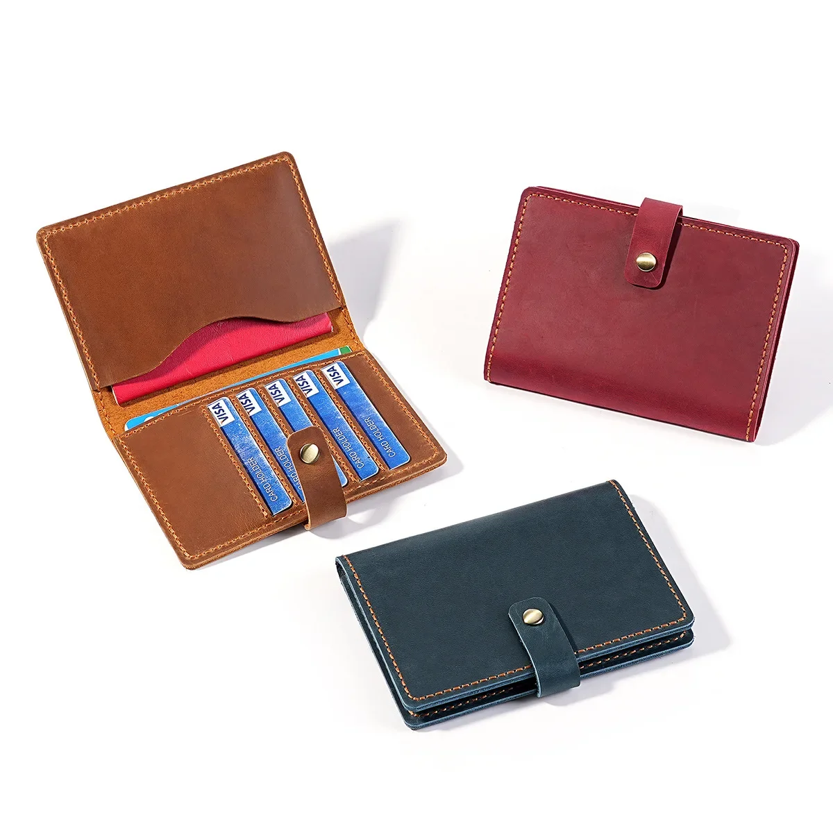 Slim Passport Holder for Man Women Compact Crazy Horse Leather Passport Wallet with Card Holders Bifold Travel Ticket Clip Case