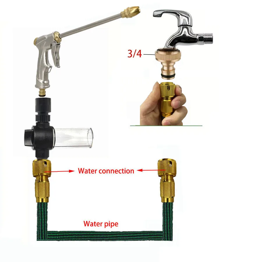 خرطوم مياه تلسكوبي متعدد الوظائف 25F/50F/75F/100F متعدد المواصفات مسدس تنظيف عالي الضغط أدوات البستنة المنزلية