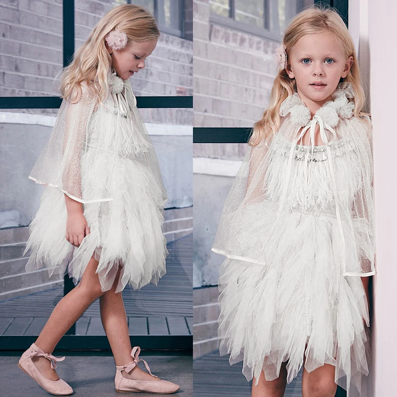 2023 New Summer Kids Princess Party Dresses for Girls Tassel Elegant Wedding Birthday Tutu Gown Children Pageant Layered Dress