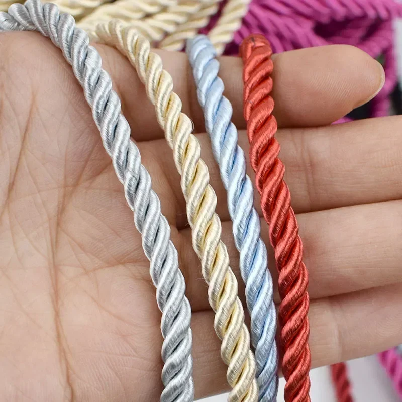 Meetee 10/20M 5mm 3 Shares Twisted Cotton Nylon Cords Colorful DIY Craft Braided Decoration Rope Drawstring Belt Accessories