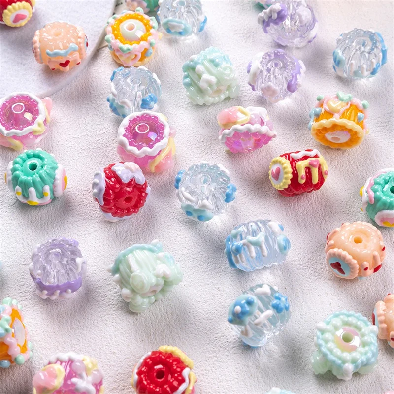 2025 Summer style 40pcs/lot drop oil pattern effect geometry shape acrylic beads diy jewelry garment bracelet accessory