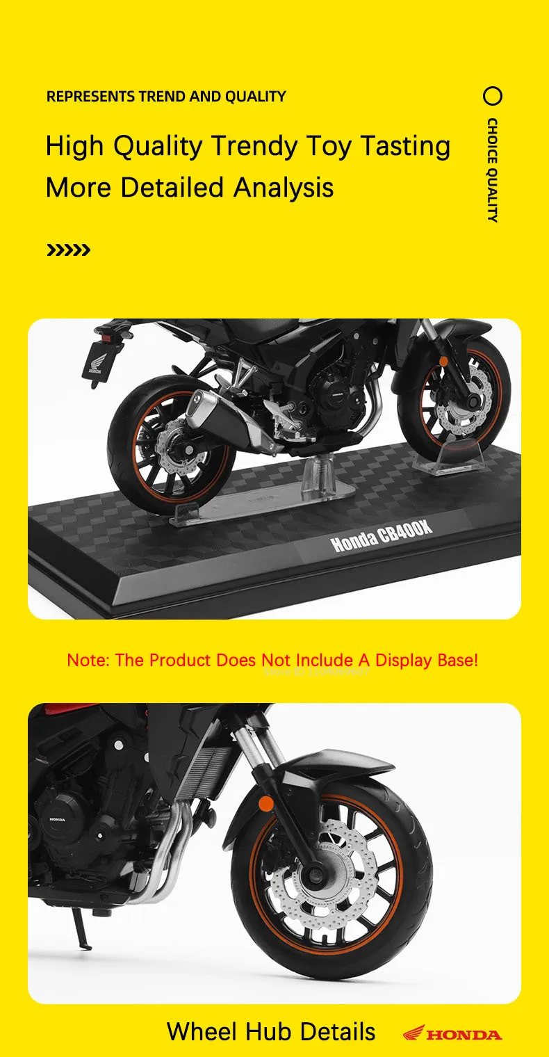1:12 ‌ Honda ‌ CB400X Spielzeug-Motorradmodelle, Legierung, Druckguss, BMW R1250GS, Stoßdämpfung, Vorderrad, Lenkung, Sammlung, Motorräder – Detail 5