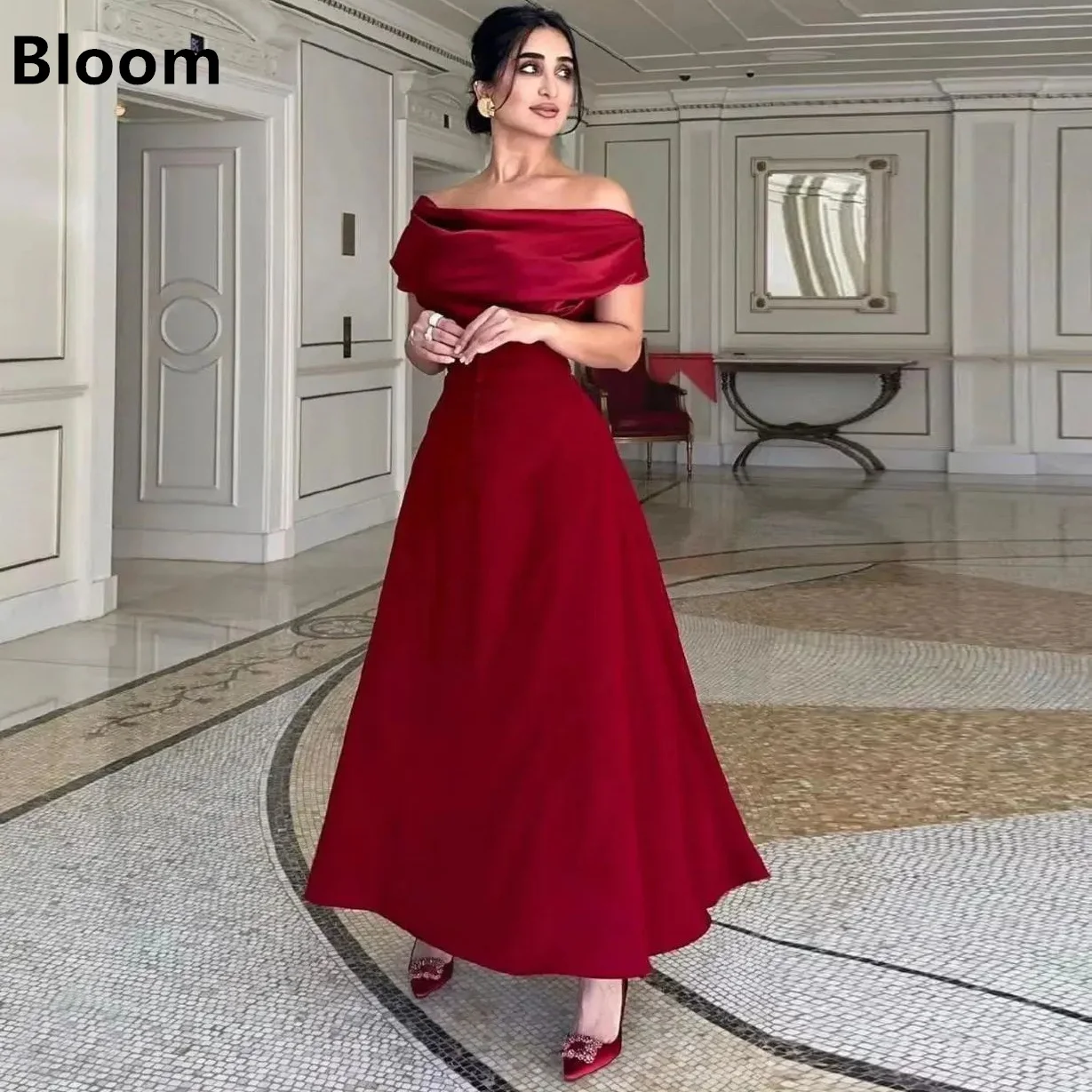 Bloom Custom MadeCharming For Women Evening Dress Satin Off Shoulder A-Line Vestidos De Graduation Robes De Soirée Party Gowns