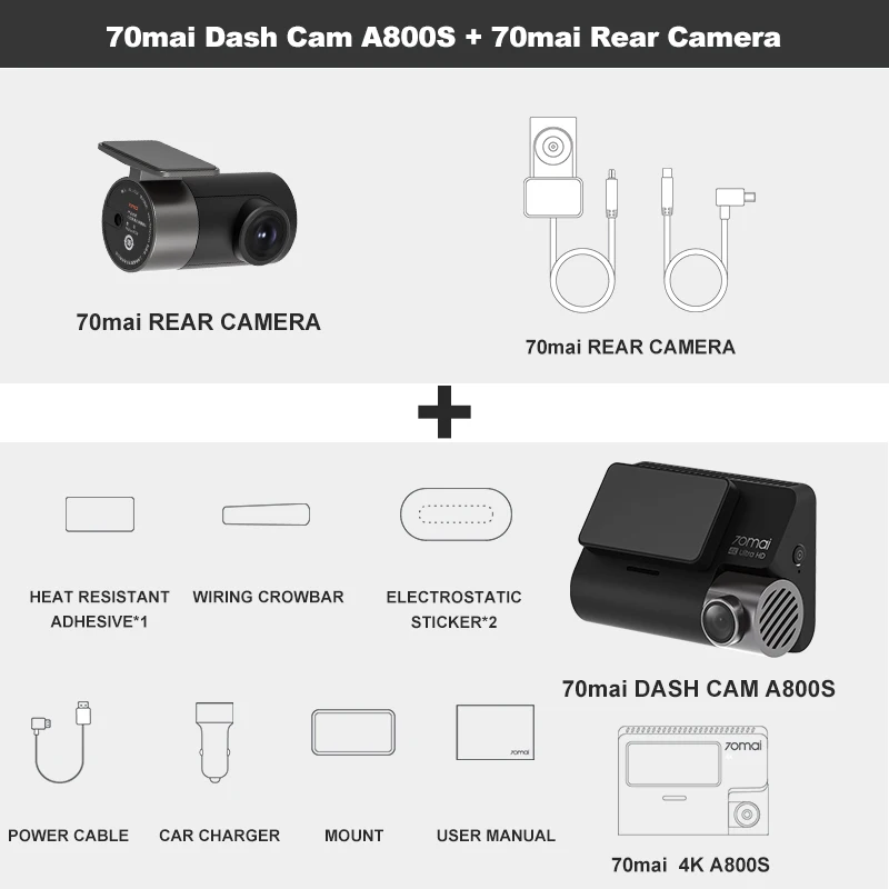 Cam 4K A800S-1 Built-in GPS with ADAS 24H Parking Surveillance car drive video recorder