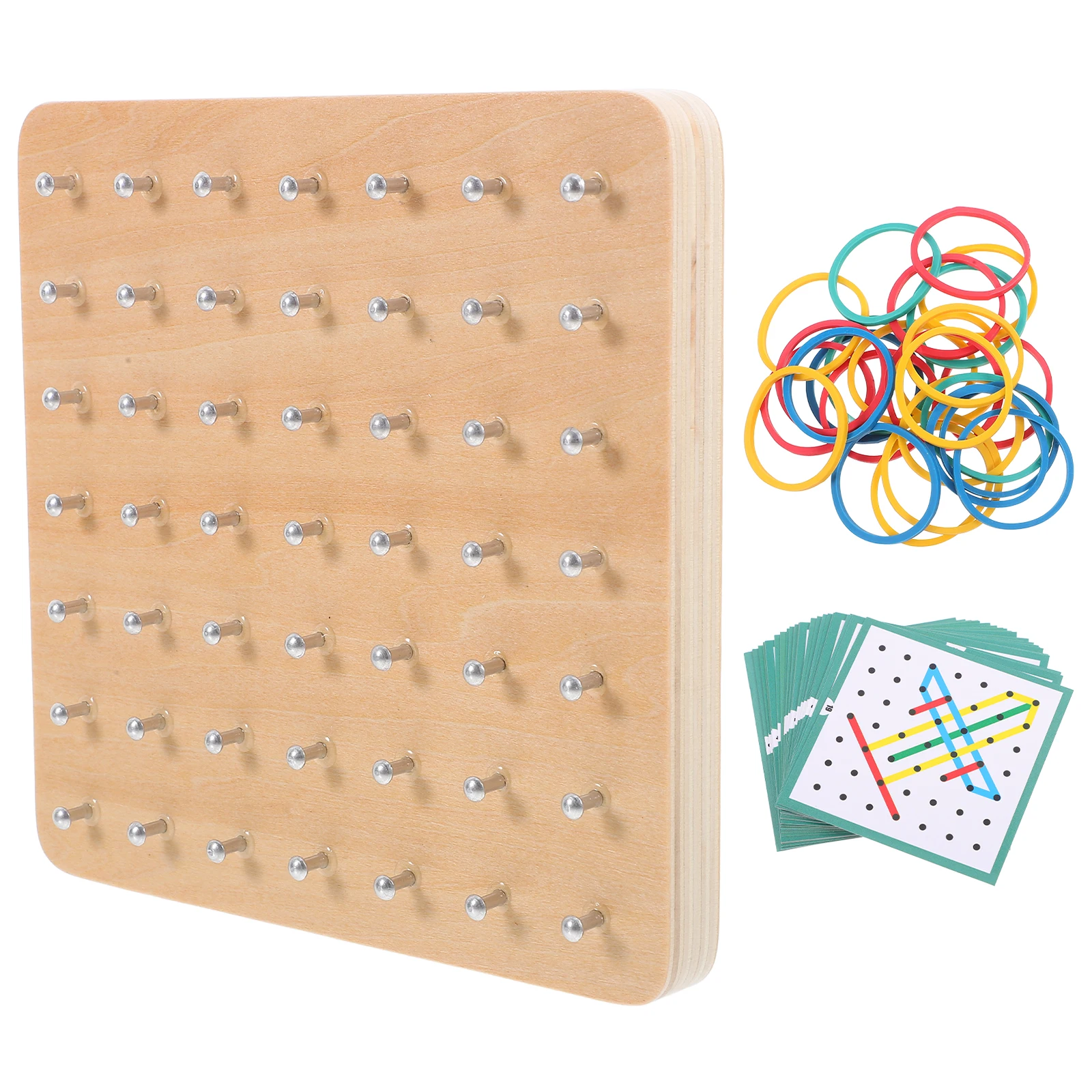 

1 set 1 Set Wooden Geoboard Nail Board Educational Kids Fine Craftsmanship Parent-Child Interactive Game Travel Christmas Gift
