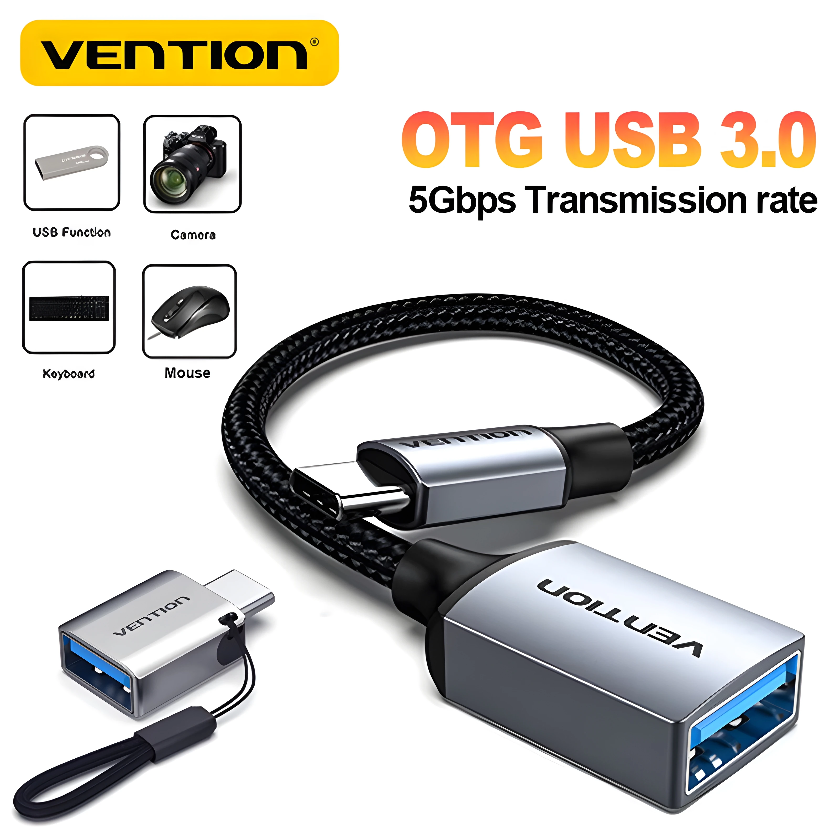 Vention Metal OTG USB C 3.0 to USB A Connector Female 5Gb Transfer Data Adapter Converter for iPhone 16 15 Samsung S24 Macbook