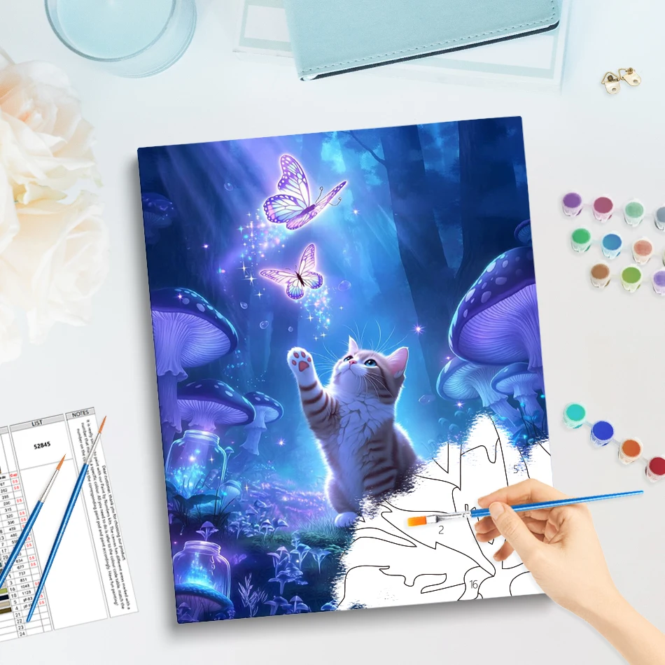 GATYZTORY Simple Painting By Numbers hobby Art Stuff Frame cat Home Decoration Luxury Arte Drawing On Canvas Art Supplies Simple