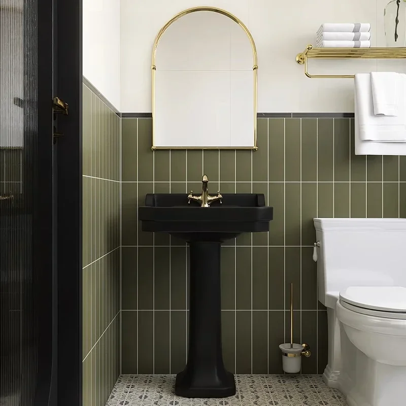 Retro column basin European washbasin Balcony gold bracket Floor-to-ceiling washbasin