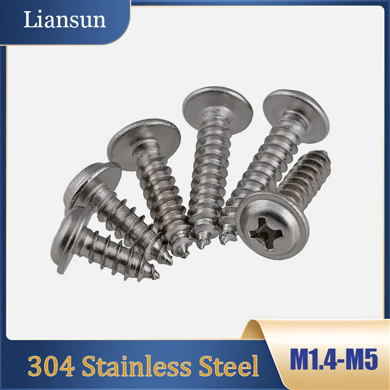 

M1.4M1.7M2M2.3M2.6M3M3.5M4M5Phillips Pan Round Head With Washer Self-tapping Screw 316Stainless Steel Flange Self-Tapping Screws