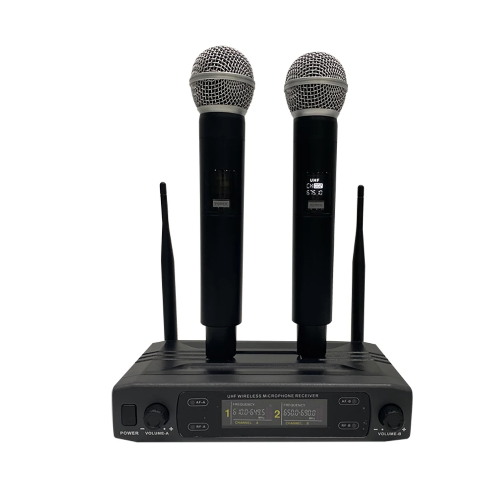 

FREEBOSS VHF Wireless Microphone Fixed Frequency 2 Handheld Dynamic Mic Over 25m Family Karaoke Wedding Home Party