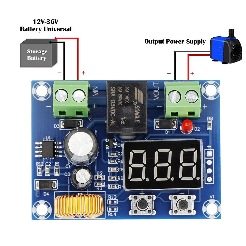 XH-M609 DC 12V-36V Charger Module Digital Display Voltage Over-discharge Battery Protection Precise Board for Lithium Battery