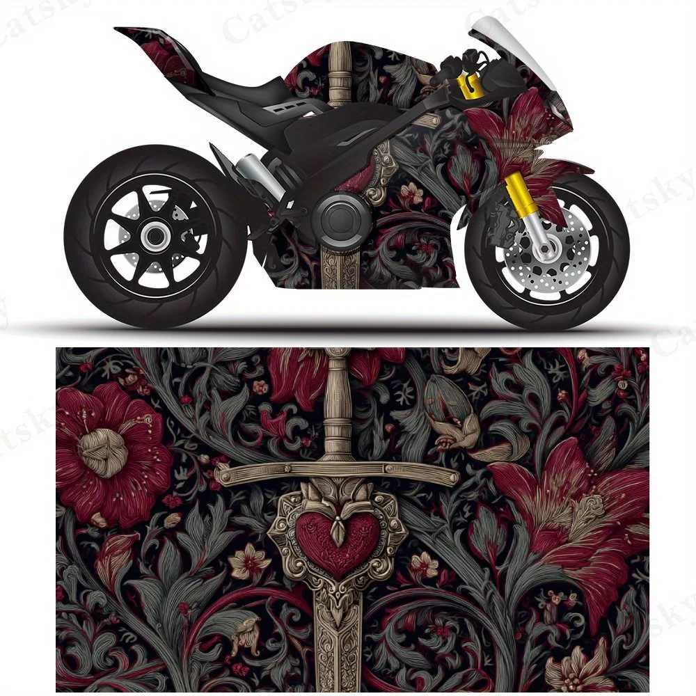 

Наклейки на мотоциклетную пленку с эмблемой в виде сердца меч, прочные клейкие наклейки из ПВХ для индивидуальной настройки мотоцикла, устойчивая к атмосферным воздействиям Protec