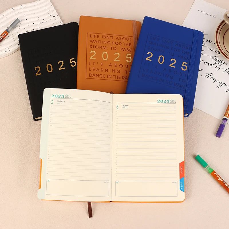 2025 Planner Notebook A5 Daily Agenda English One Page Per Day Monthly/Weekly/Daily For Office School Supplies Stationery