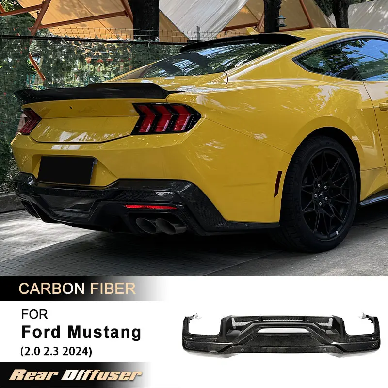 

Car Rear Bumper Diffuser Lip Spoiler for Ford Mustang 2.0 2.3 2024 Racing Rear Diffuser Apron Lip Body Kit Carbon Fiber