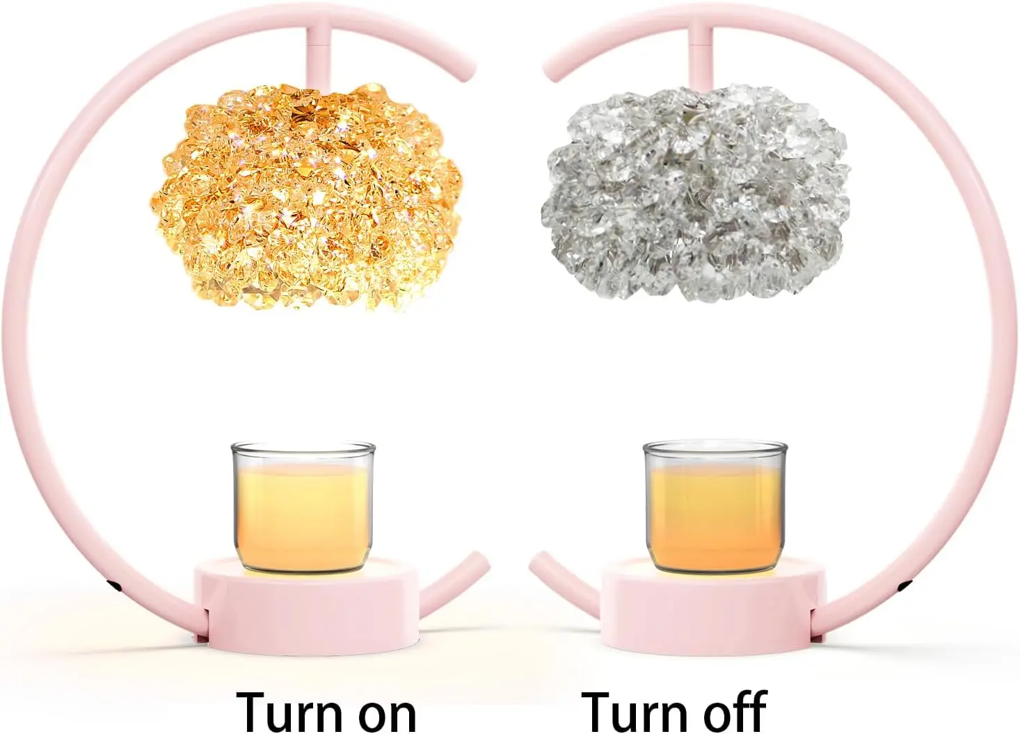 Regulowana Jasność i Timer, Różowa Lampka do Podgrzewania Świec z Kryształową Drewnianą Podstawą, Elektryczna Lampka Dekoracyjna do Domu