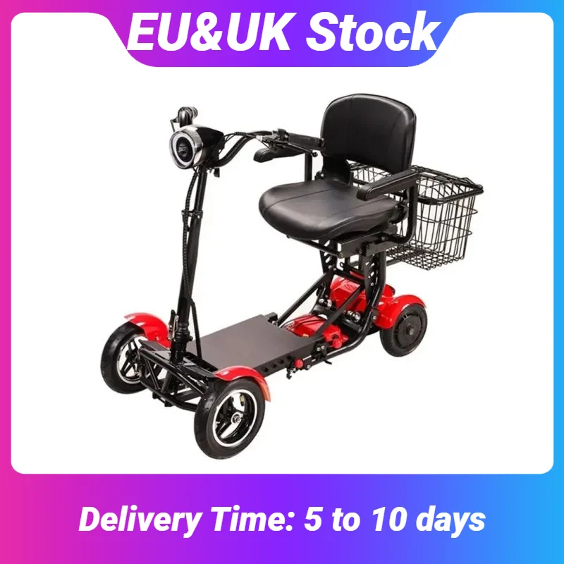 Foldable Mobility Scooter 4 Wheels For Old People Elderly Dual Motor 500W Folding Electric Scooter With Big Seat Blue Red White