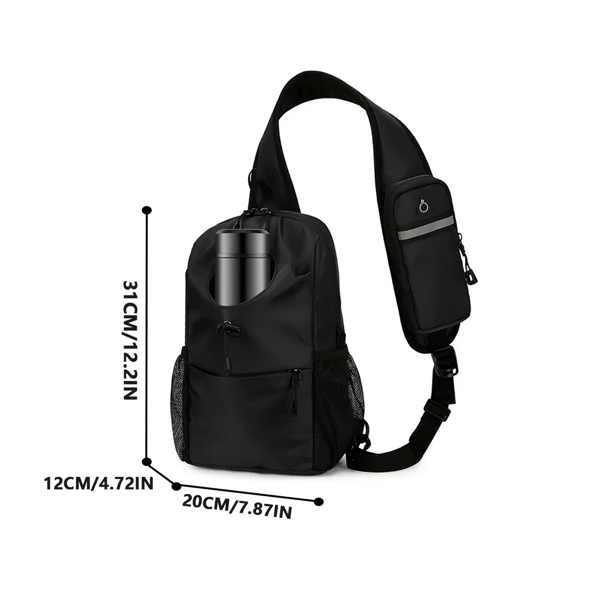 Fashionable sports and leisure chest bag, waterproof nylon material, storage phone bag, multifunctional and multi layered