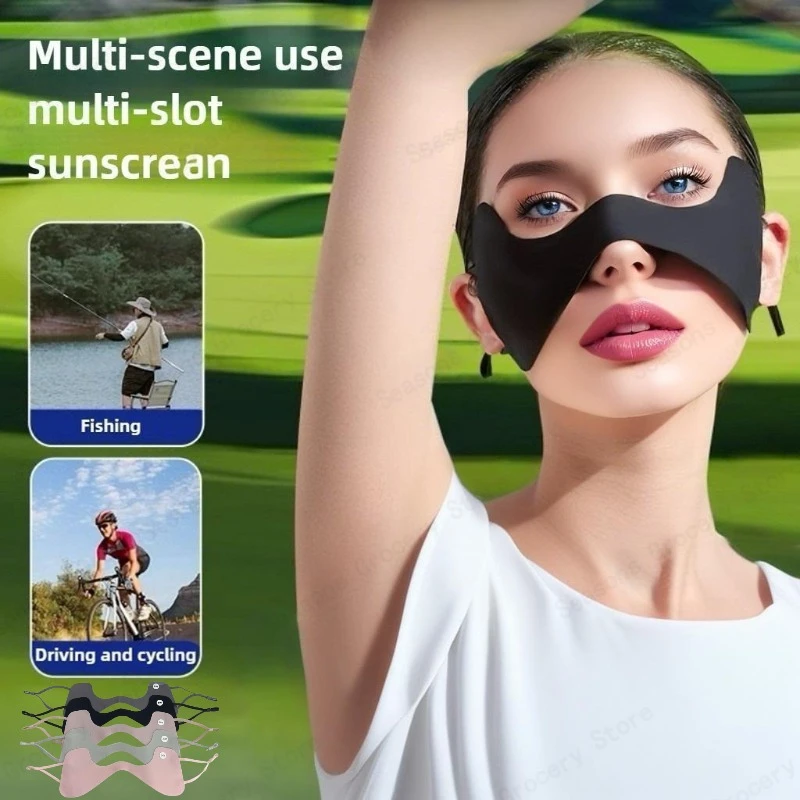 

UPF200+ Sun Protection Face Mask with Eye Corner Cover Breathable Ice Silk Adjustable for Cycling Hiking Golf Outdoor Sports