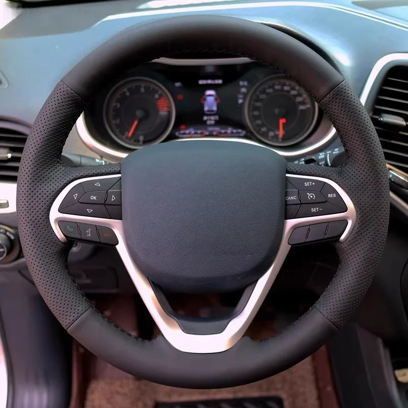 

Car Steering Wheel Cover Customized Leather Hand-Sewn For Volkswagen Golf 6 VW Polo Sagitar Bora Santana Jetta Car Accessories