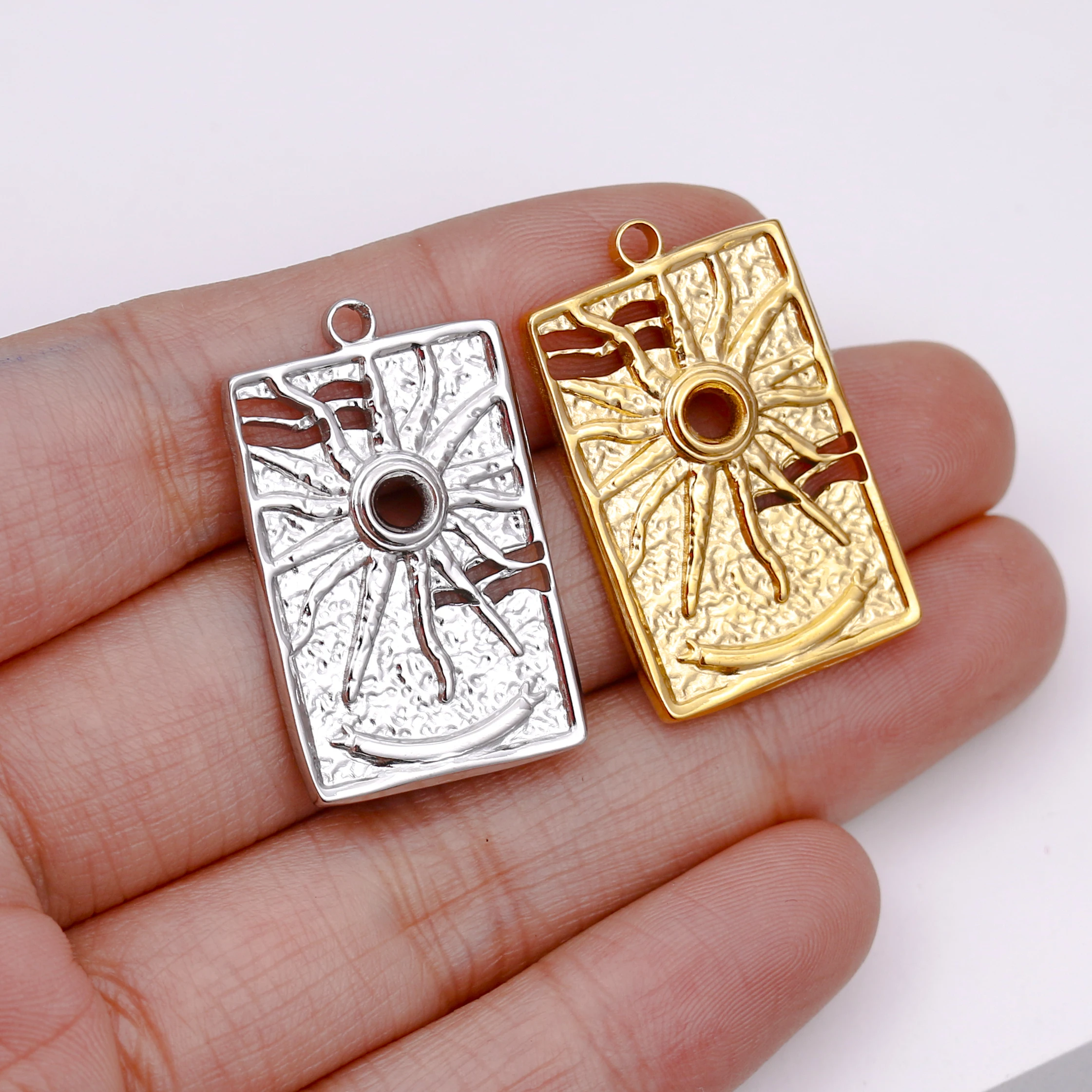 3PCS Edelstahl Unregelmäßige Geometrische Sonne Anhänger Charms Für DIY Halskette Armband Ohrringe Baumeln Charms Schmuck Zubehör – Detail 19