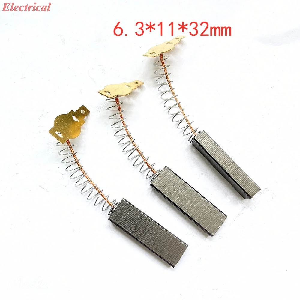 Spring and Wires 6.3*11*32 Vacuum Cleaner Carbon Brush BF501 Motor Carbon 4117 BF502 For Dust Collector Cleaner 6.3 x 11 x 32mm