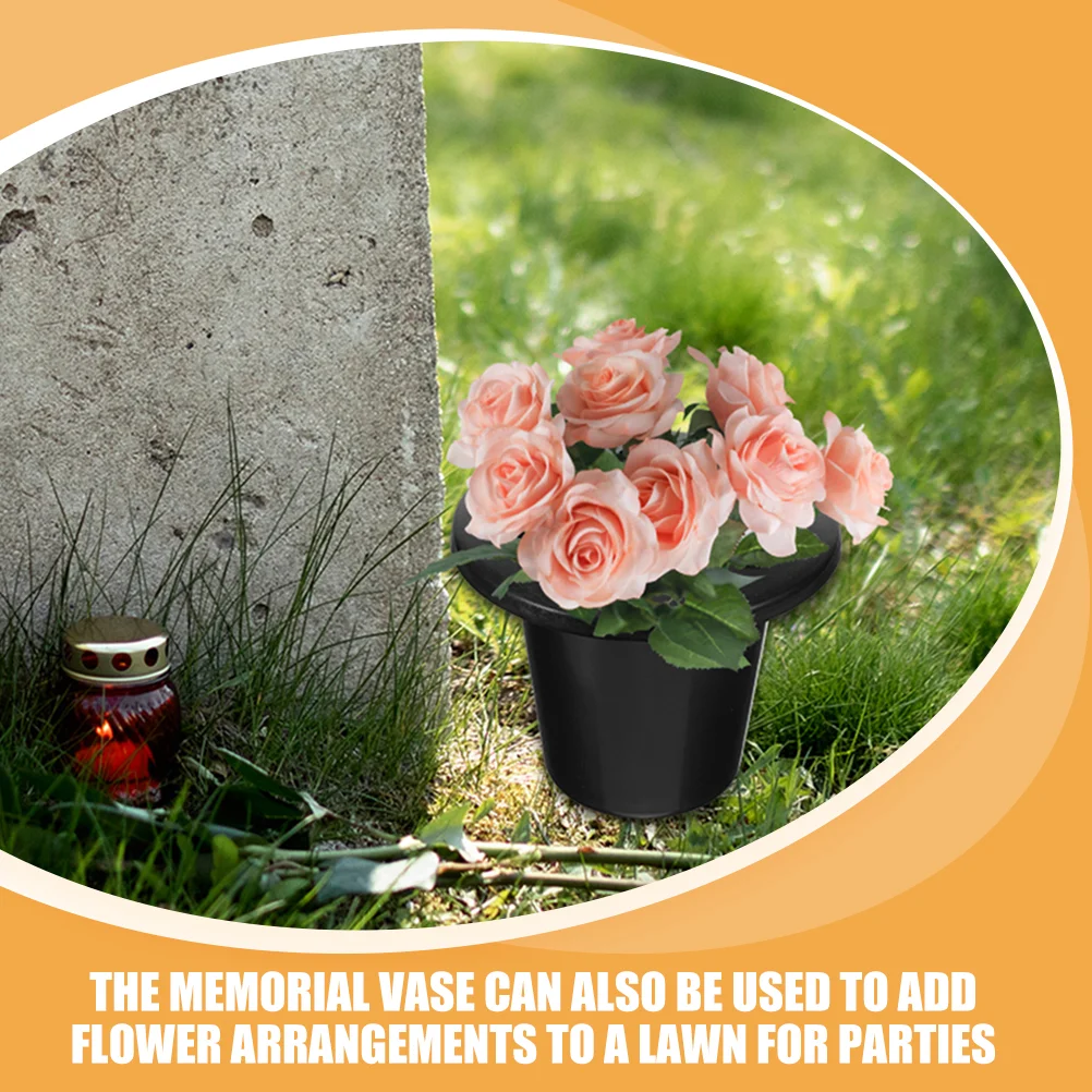 4 Pcs Flower Arrangement Base Memorial Vase Adornment Cemetery Vases for Grave Holders Pots Graves Ornament Flowers