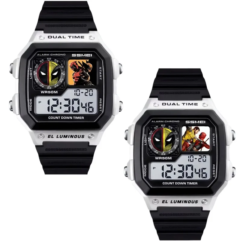 Marvel Deadpool & Wolverine Movie Peripheral Creative Personality Simple Fashion Quartz Square Watch Boys Holiday Gift Wholesale