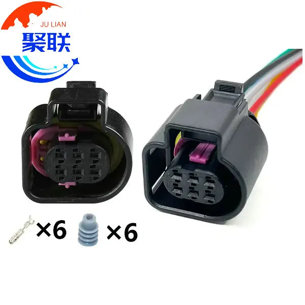1Set 6Pin 1 928 404 669 Auto Throttle Oxygen Sensor Electrical Cable Connectors Female Wire Harness Plug 1928404669 For Bora