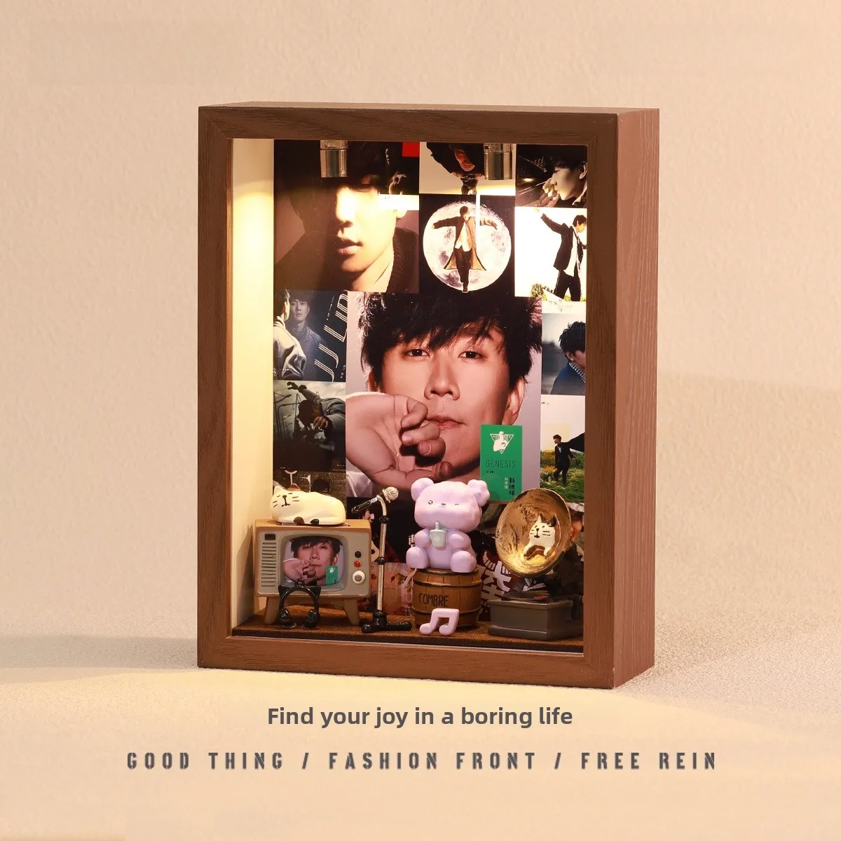 

Декоративная настольная лампа JJ Lin Creative Light Frame для создания атмосферы в спальне, подарок для друзей, винтажный стиль, светодиодная лампа в деревянной рамке с ручкой