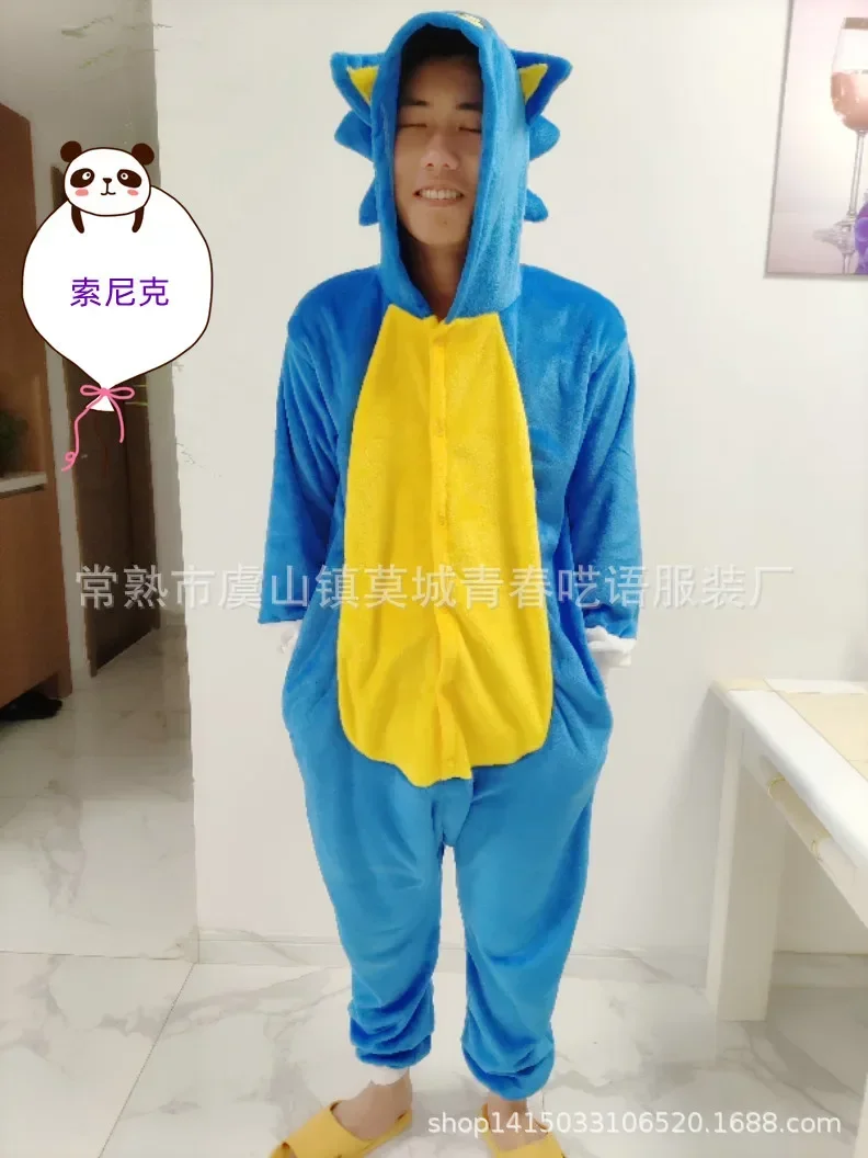 Boys and Girls Cartoon Animal Sonic Cute Pajamas Flannel Home Clothes Fashion Casual  Anime Kawaii Cartoon