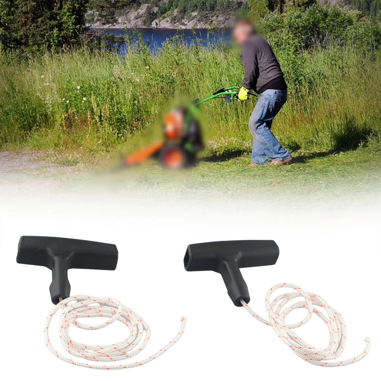 2pcs Recoil Starter Handle With 3.0mm Rope For TS400 TS410 TS420 Carburetor Kit for Outdoor Power Equipment for chainsaw Parts