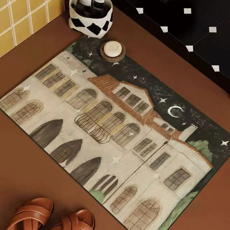 وسادة قدم ناعمة من الطين المشطورة للحمام، مرحاض، باب المرحاض، سجادة مقاومة للانزلاق والأوساخ