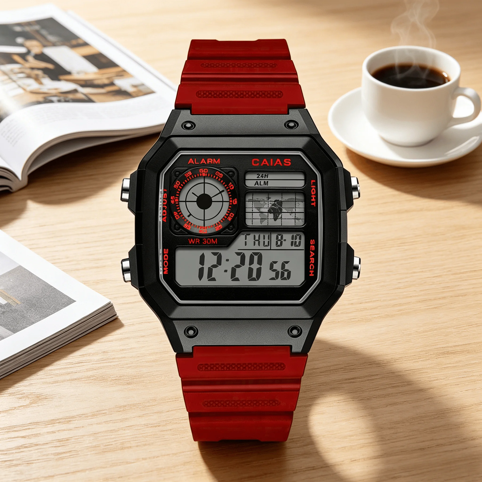 

G-SHOSU Digital Watch 2100 Sports Digital Unisex LED Dual Display Irregular Dial Time-Only Full-Featured