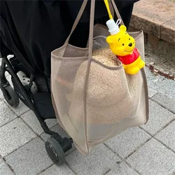 2024 nuova borsa Shopper in rete trasparente borsa a tracolla portatile Versatile leggera con borsa per la spesa in rete da spiaggia di grande capacità