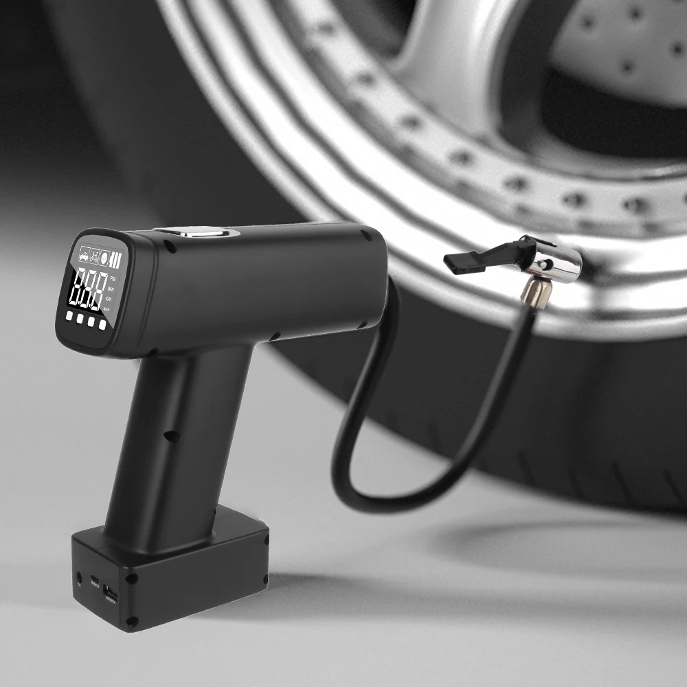 

Автомобильный воздушный компрессор, цифровой со светодиодным фонариком, тест на давление в шинах, портативный надувной насос 6000 мАч, 150 фунтов на квадратный дюйм, воздушный насос для шин