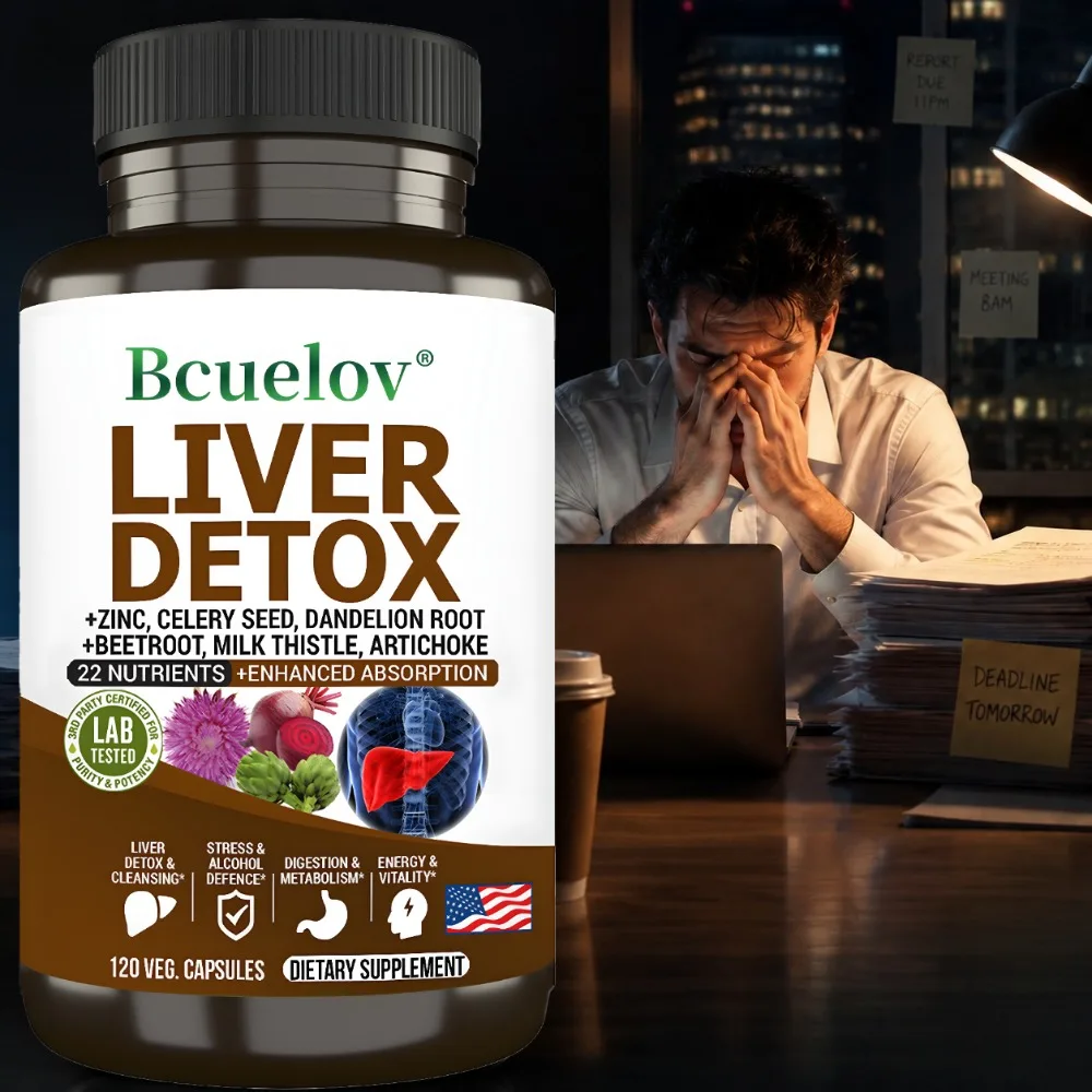 Liver Cleanse Detox Repair Support Capsules Milk Thistle Dandelion Root Turmeric Ginger Botanical Herbal Supplement 120 Count