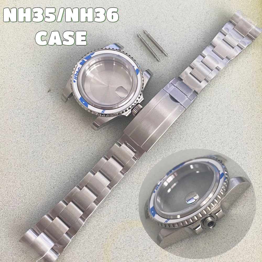 

High Quality 40mm Watch Case Set with Sapphire Crystal Stainless 316L Steel Watchband Retrofit Parts for NH35/NH36 Movements