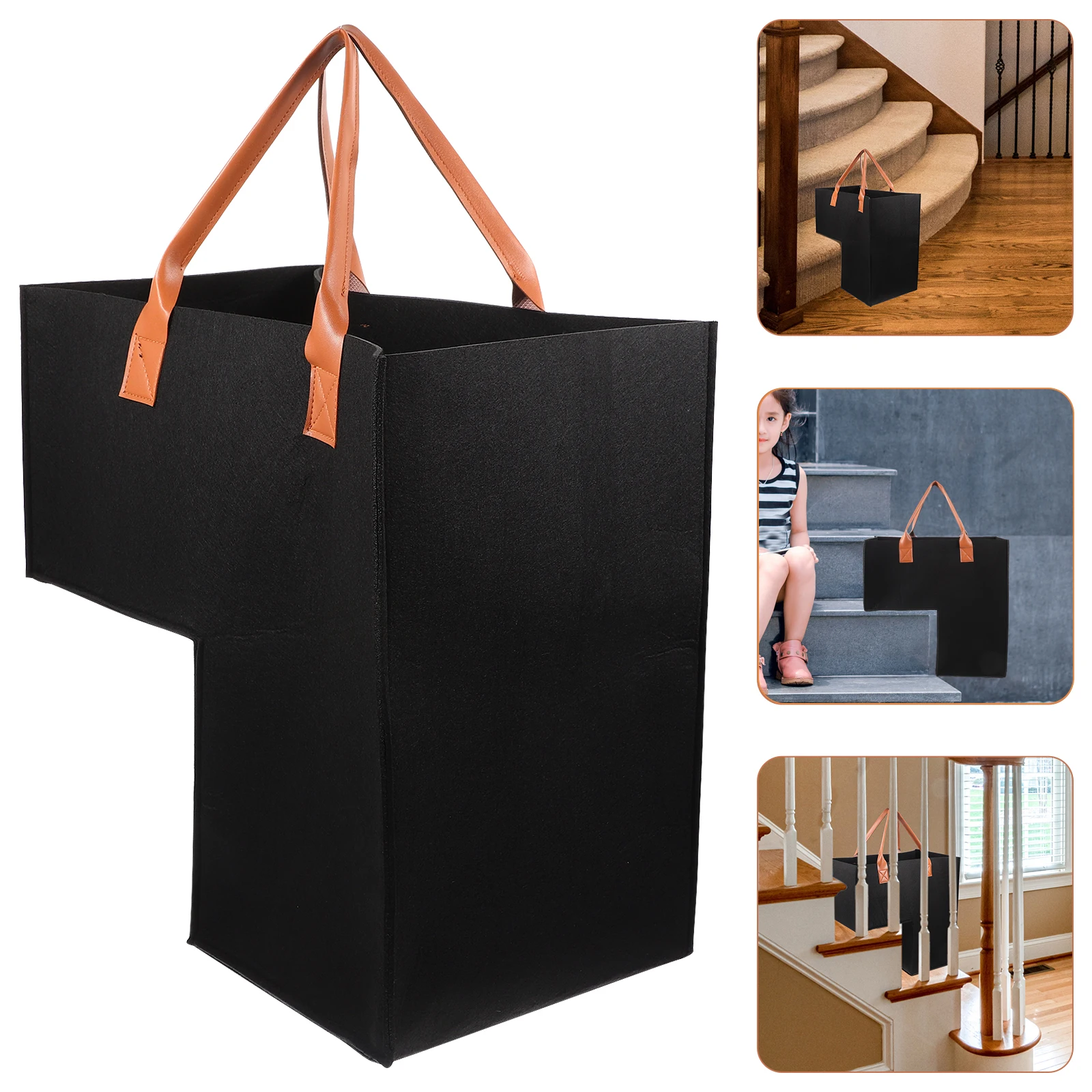 

2 Pcs Capacity Felt Storage Basket Black Home Sundries Holder ganizer Clothes Toy Holder Household Box Closet Container