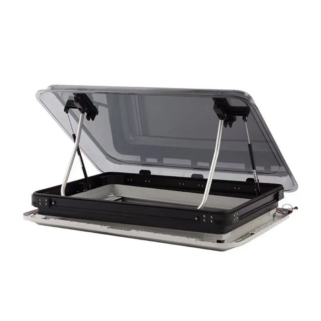 RV Roof Window Aluminum Alloy Round Corner Skylight RV Roof Vent With Screen RV Push Out Window Sunroof