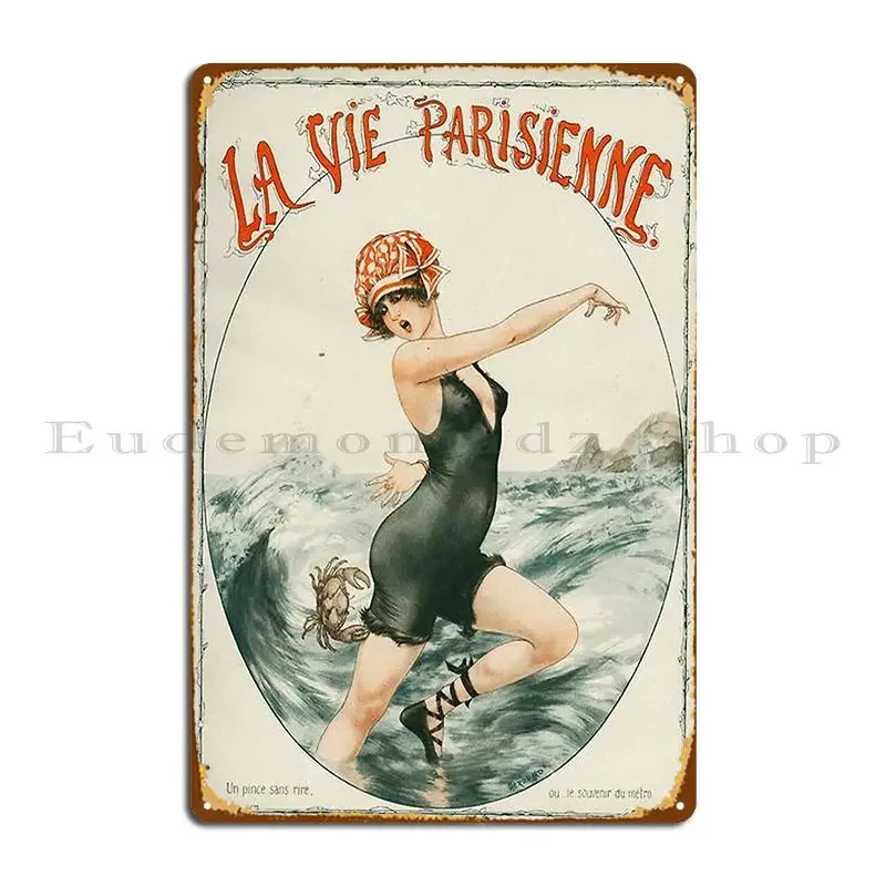 La Vie Parisienne Cheri Herouard 1919 Metal Plaque Cinema Living Room Garage Garage Iron Tin Sign Poster