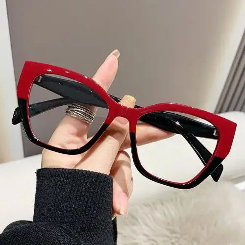 2024 New Cat's Eye Plain Glasses Frame Women's Fashion PC Eyewear Frame Flat Glasses Luxury Anti Blue Light Optical Glasses