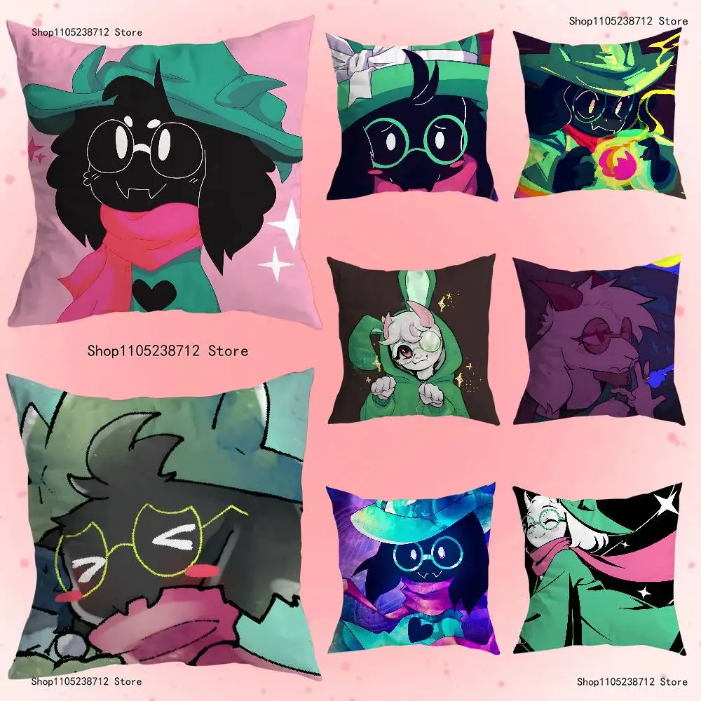 

D-Deltarunes R-Ralsei Game Anime Pillow Case Anti-dustmite Pillowcase Invisible zipper silky short plush Sofa cushion cover